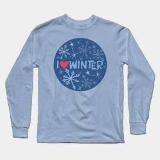 I Heart Winter Illustrated Text with snowflakes Long Sleeve T-Shirt